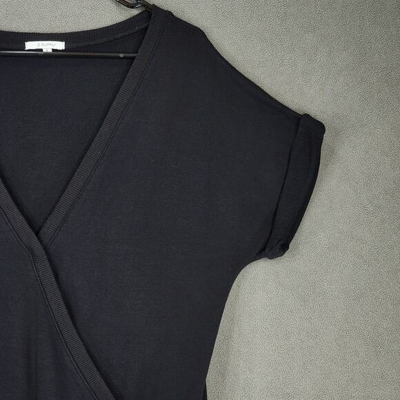 Z Supply The Wrap Front Jumpsuit S Women Black Jogger Jersey Knit Stretch Vneck - Picture 8 of 14